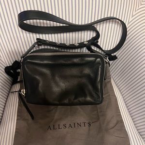 AllSaints Leather Double Pocket Crossbody